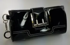 12 Units Black Purse Wallet with Lanyard and Key-Chain