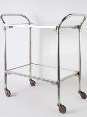 1970s French chrome & mirror rolling bar cart