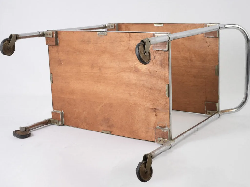 1970s French chrome & mirror rolling bar cart