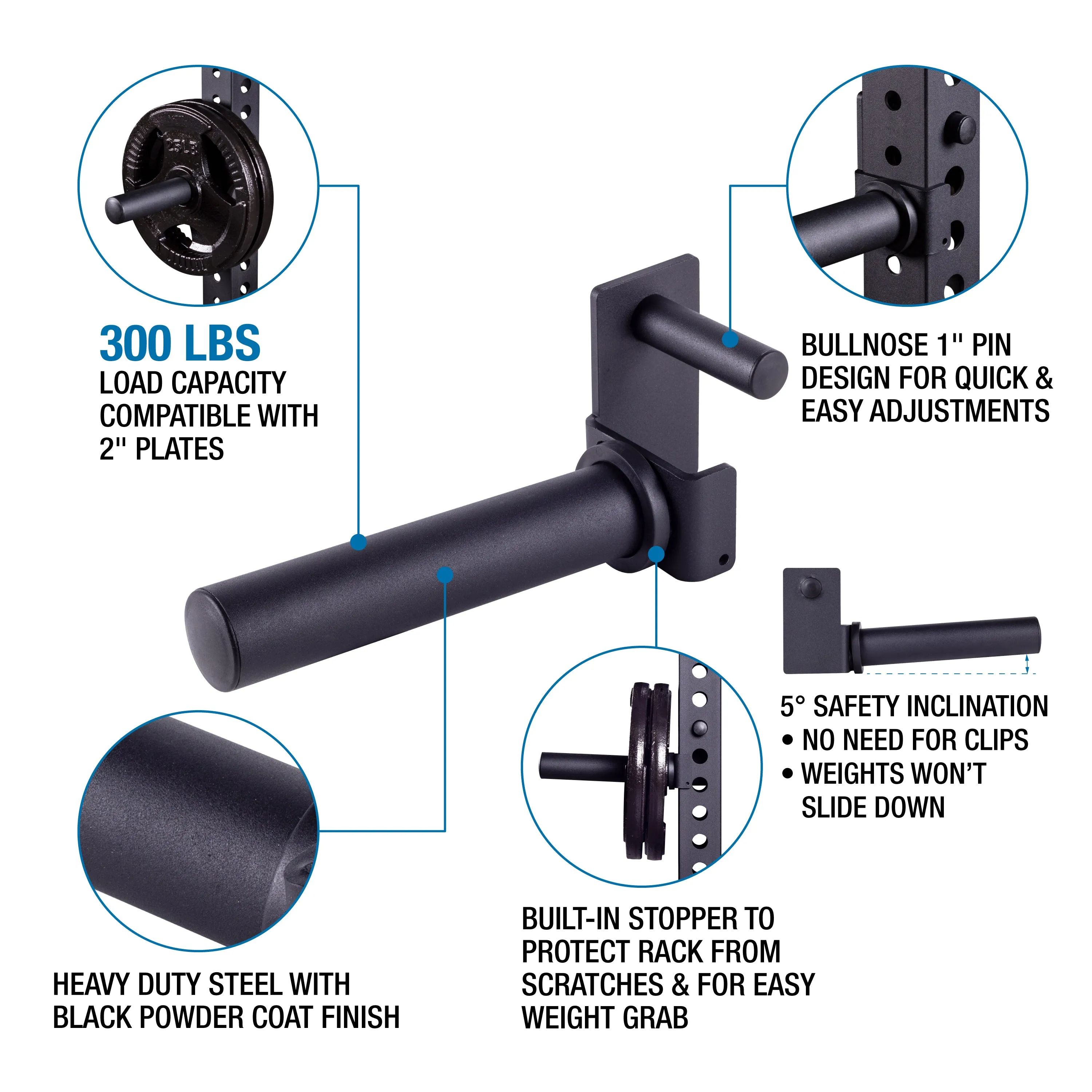 AmStaff Olympic Weight Plate Storage Pegs for Power Racks (Pair)