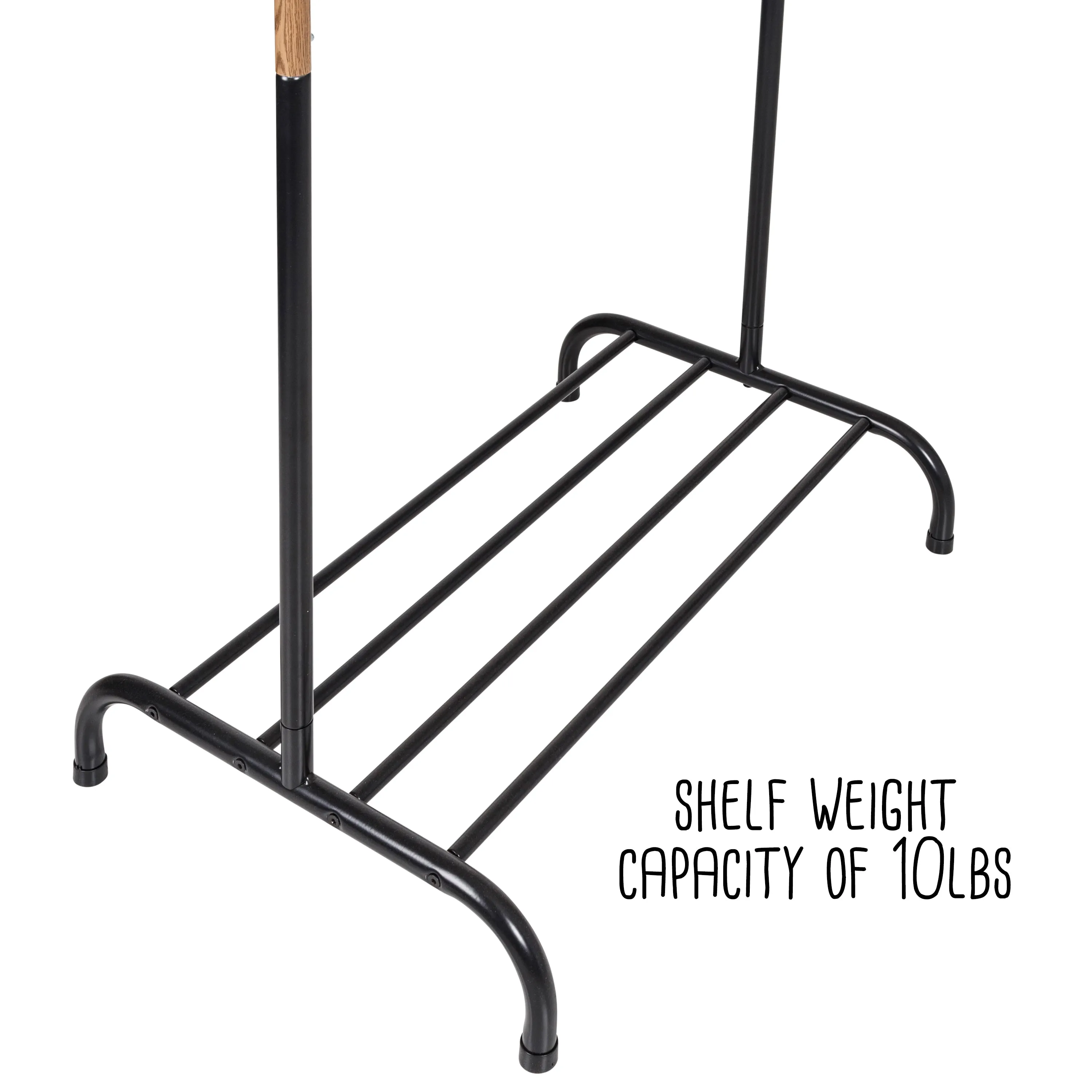 Black/Natural Clothes Rack with Shoe Shelf