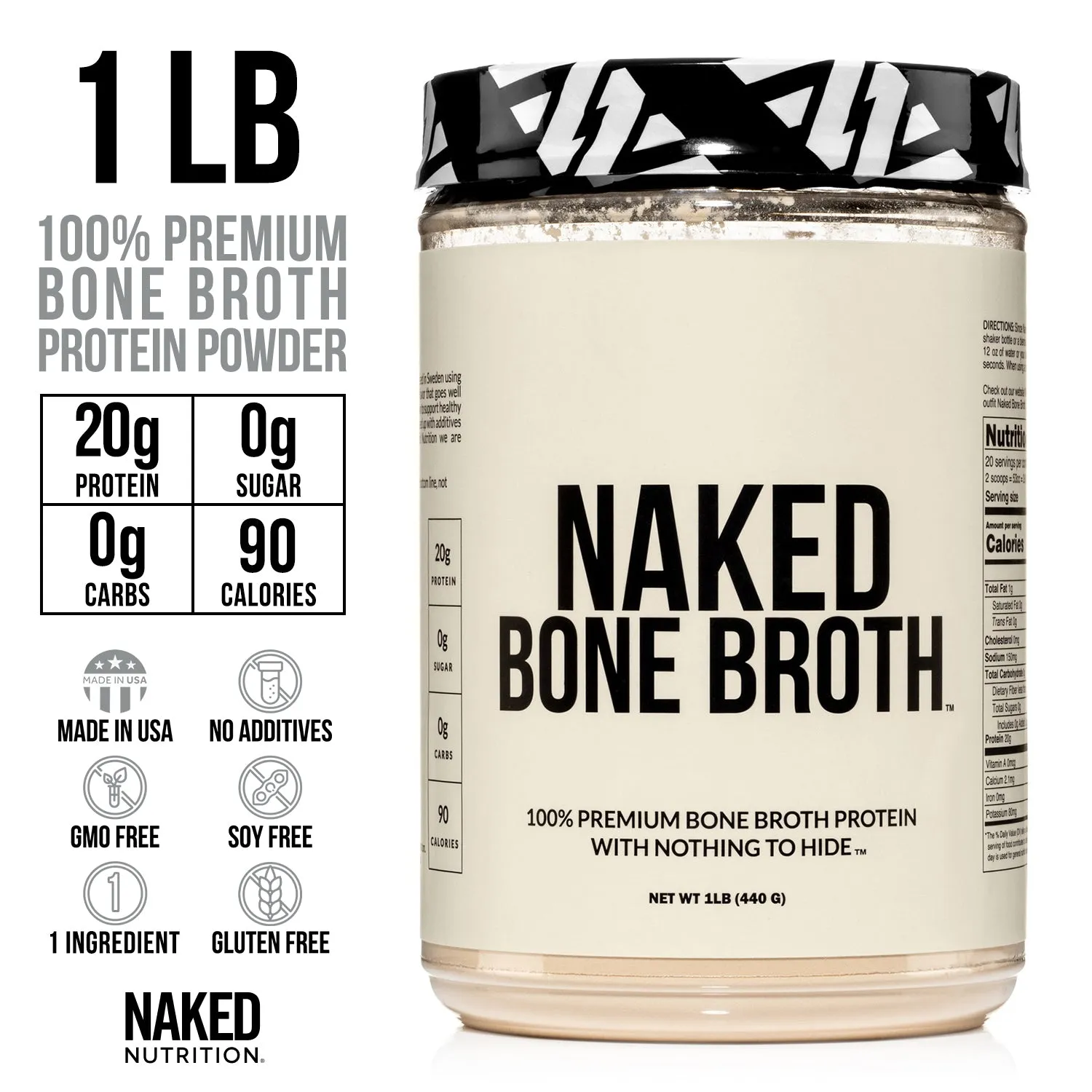 Bone Broth Protein Powder | Naked Bone Broth - 1LB