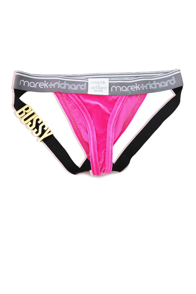 Bussy Velvet Metallic Thong Jockstrap- Pink