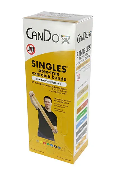 CanDo Latex Free Exercise Band - box of 30, 5' length - Gold - xxx-heavy