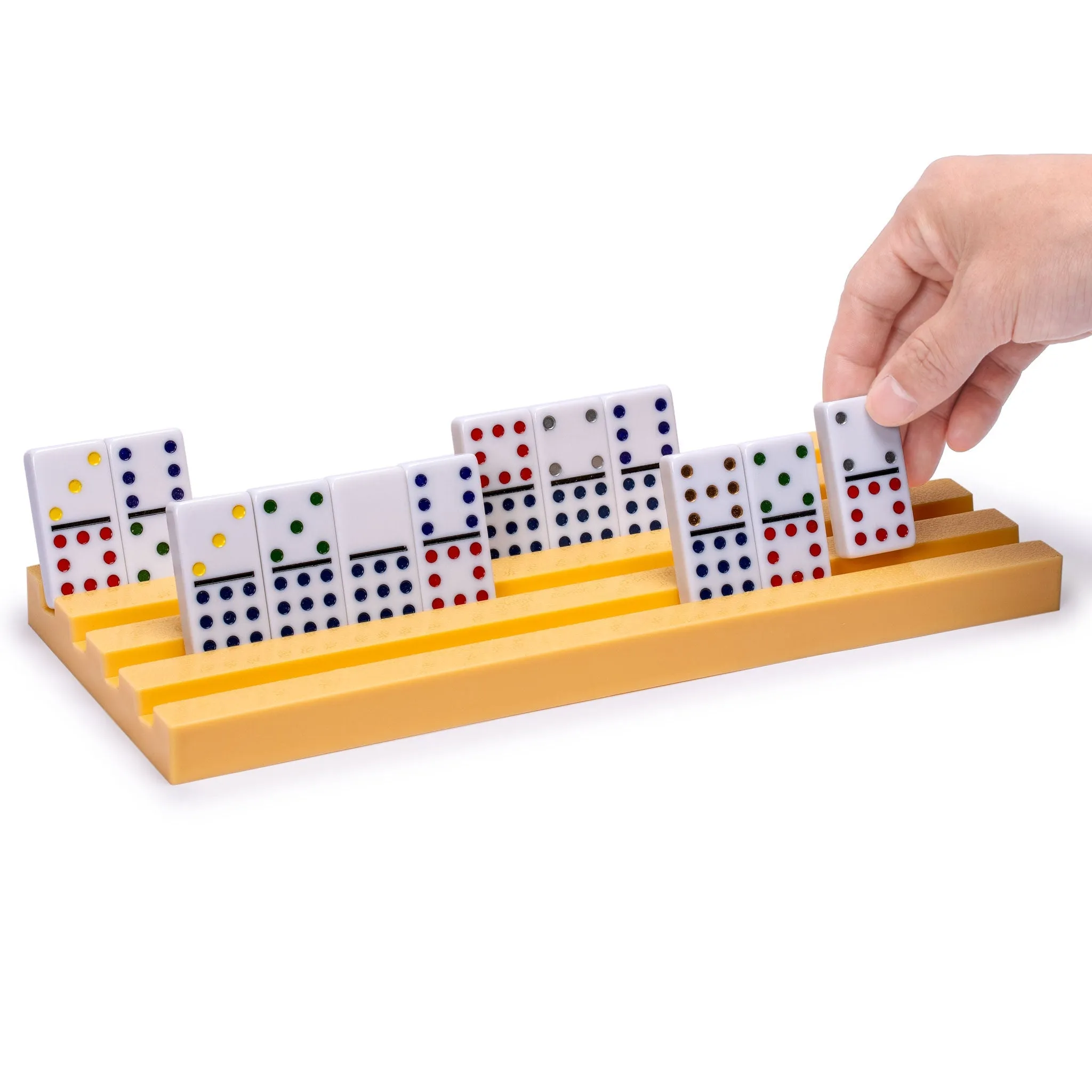 Domino Racks/Trays for Chicken Foot, Mexican Train, and Domino Games - Set of 4