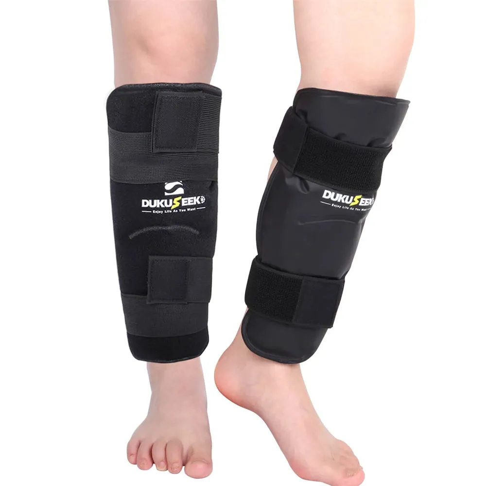 DUKUSEEK Shin Splint Ice Packs Wrap with Ugraded Looped Lycra Fabric - 2 Pcs