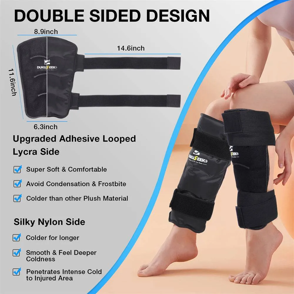 DUKUSEEK Shin Splint Ice Packs Wrap with Ugraded Looped Lycra Fabric - 2 Pcs