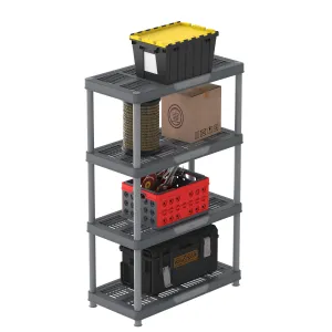 Duramax Plastic Heavy Duty Multipurpose Freestanding 4 Tier Shelving Rack