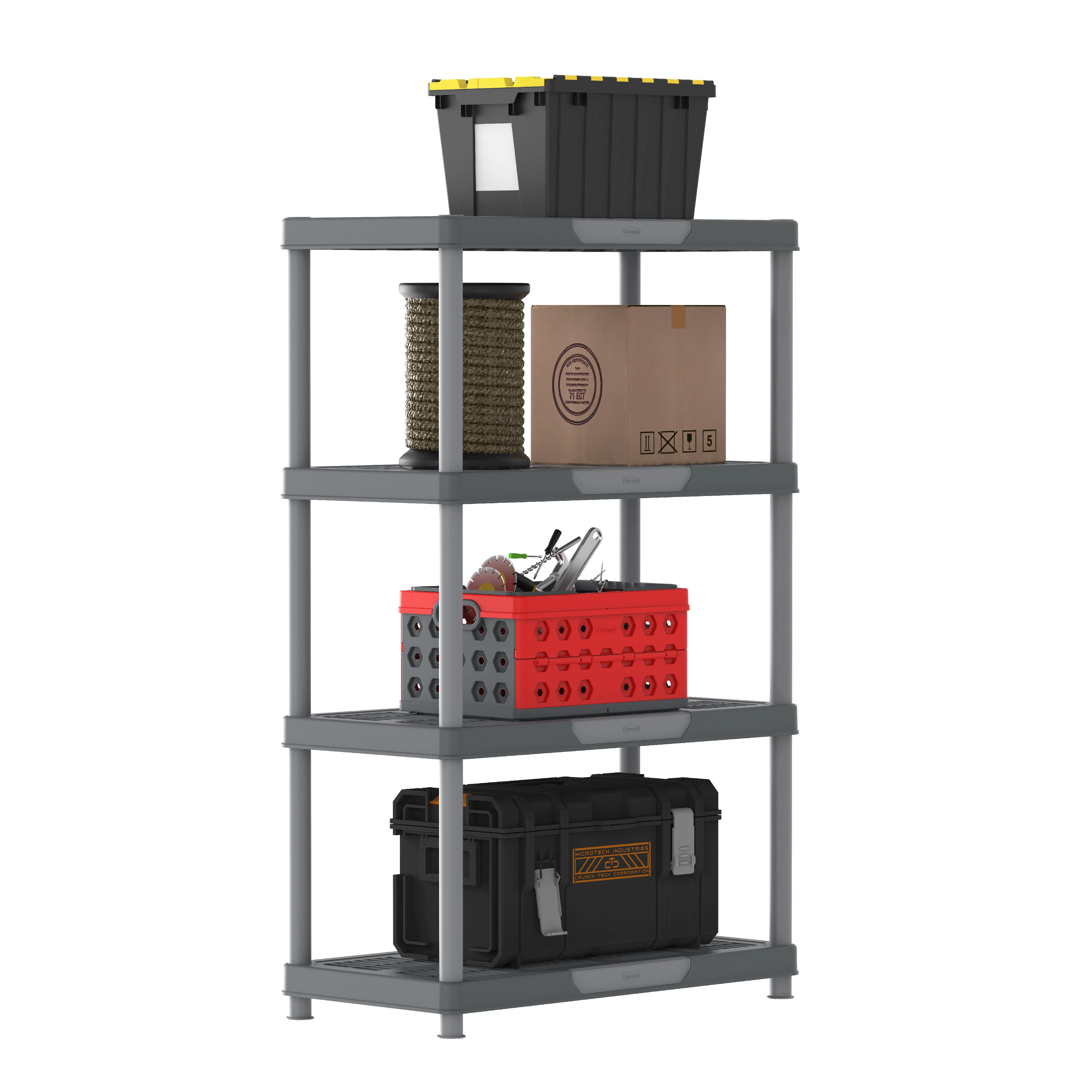 Duramax Plastic Heavy Duty Multipurpose Freestanding 4 Tier Shelving Rack