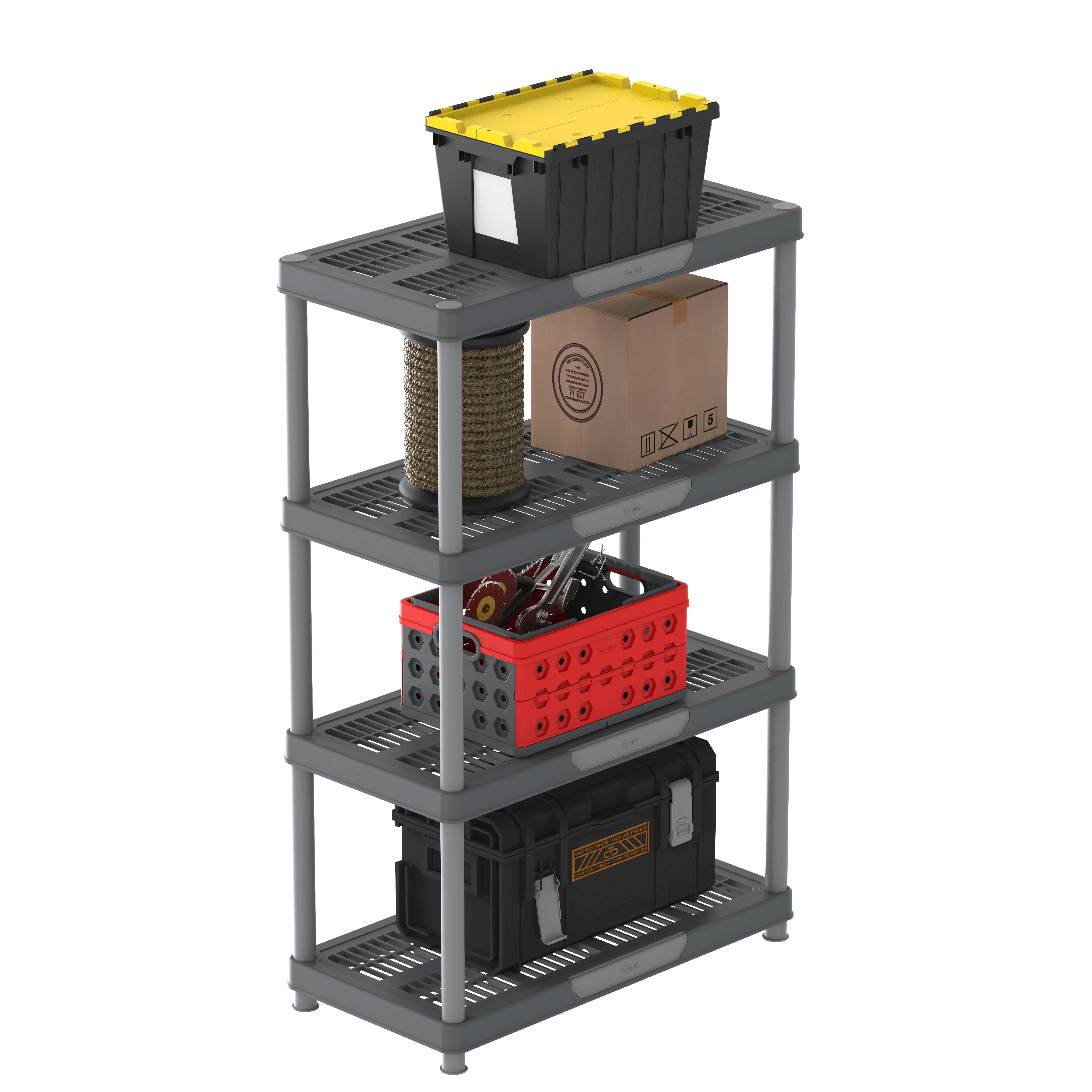 Duramax Plastic Heavy Duty Multipurpose Freestanding 4 Tier Shelving Rack