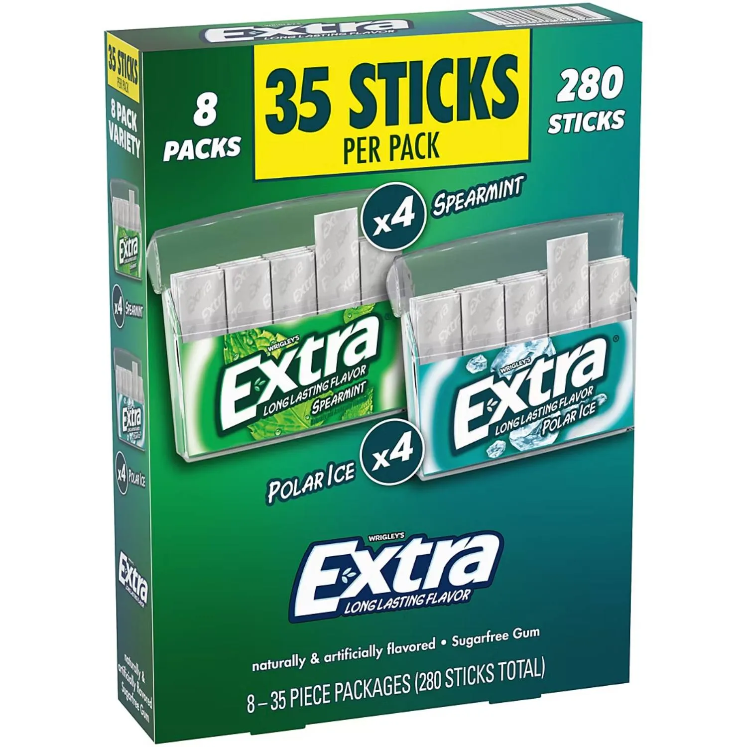 Extra - Polar Ice & Spearmint Sugar Free Chewing Gum Variety Pack - 8 Pack