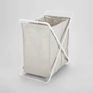 Folding X-Frame Triple Sorter Hamper Matte White - Brightroom