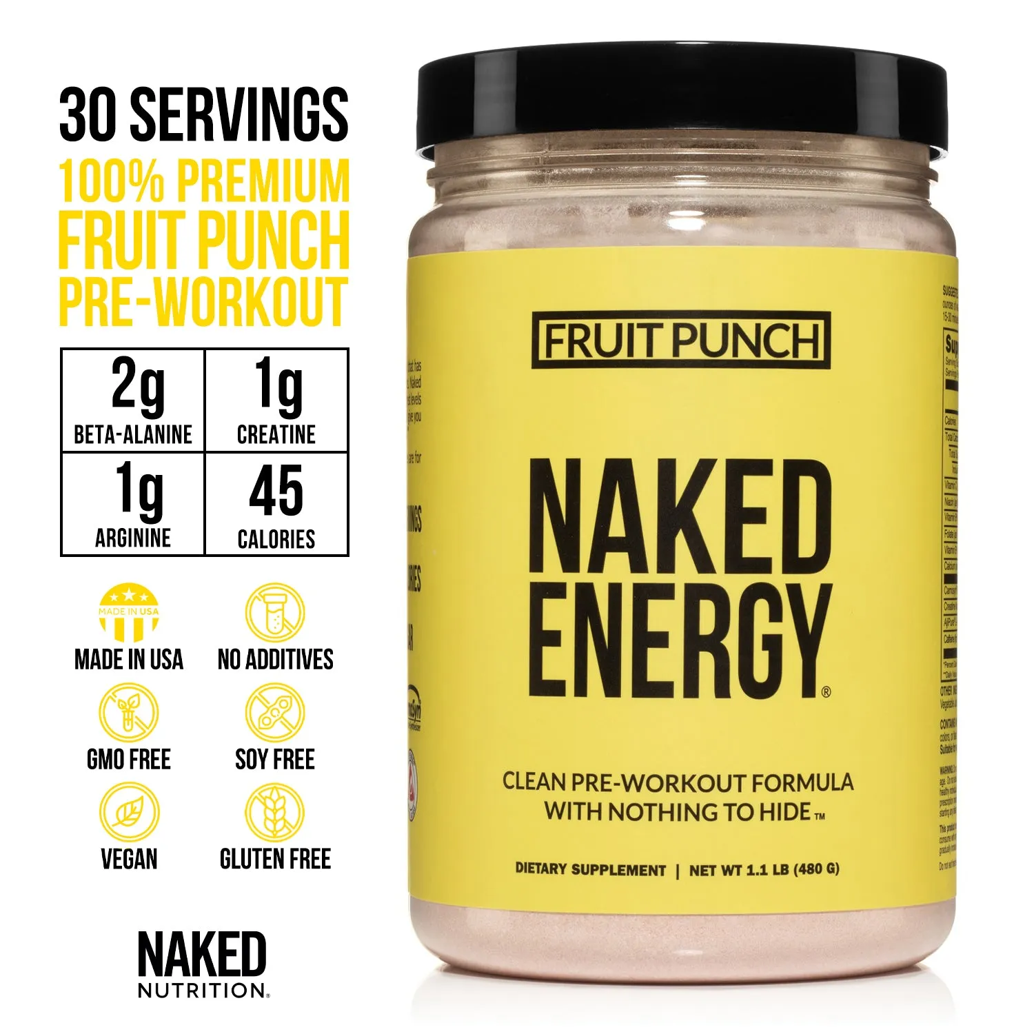 Fruit Punch Pre Workout Supplement | Naked Energy - 30 Servings