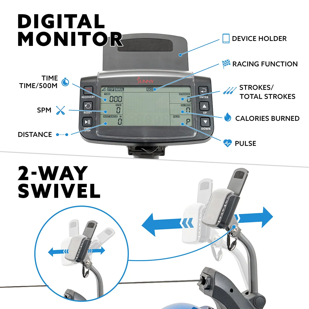 Hydro  Dual Resistance Rower Magnetic Water Rowing Machine