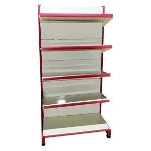 IRONIC Slotted Channel Rack | Grocery Rack | Multipurpose Adjustable Iron Rack for Kitchen, Shops and Book Shelf | Red & Ivory (Wall Rack 6FEET X 3FEET) 5 SHELFS (RED), Iron