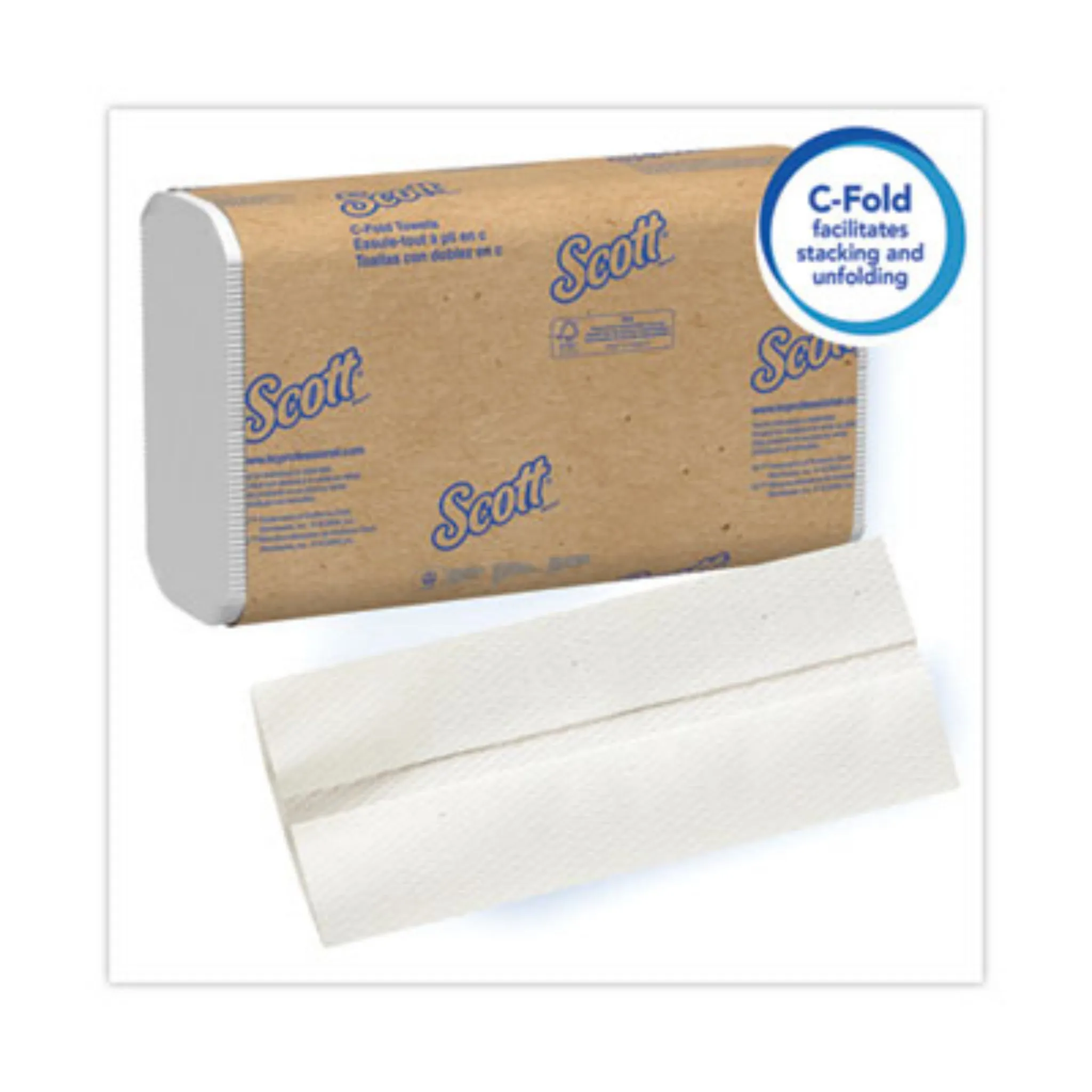 KIMBERLY-CLARK KCC01510 Essential C-Fold Towels for Business, Absorbency Pockets, 1-Ply, 10.13 x 13.15, White, Pack of 200, Carton of 12 Packs