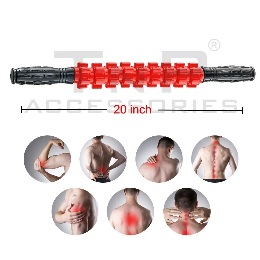 Massage Stick Roller 9 Trigger Point Rollers- Red/Black