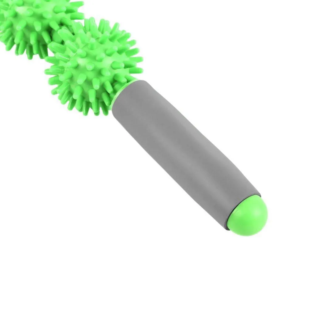 Massage Stick Roller with 3 Spiky Balls - Green/Grey