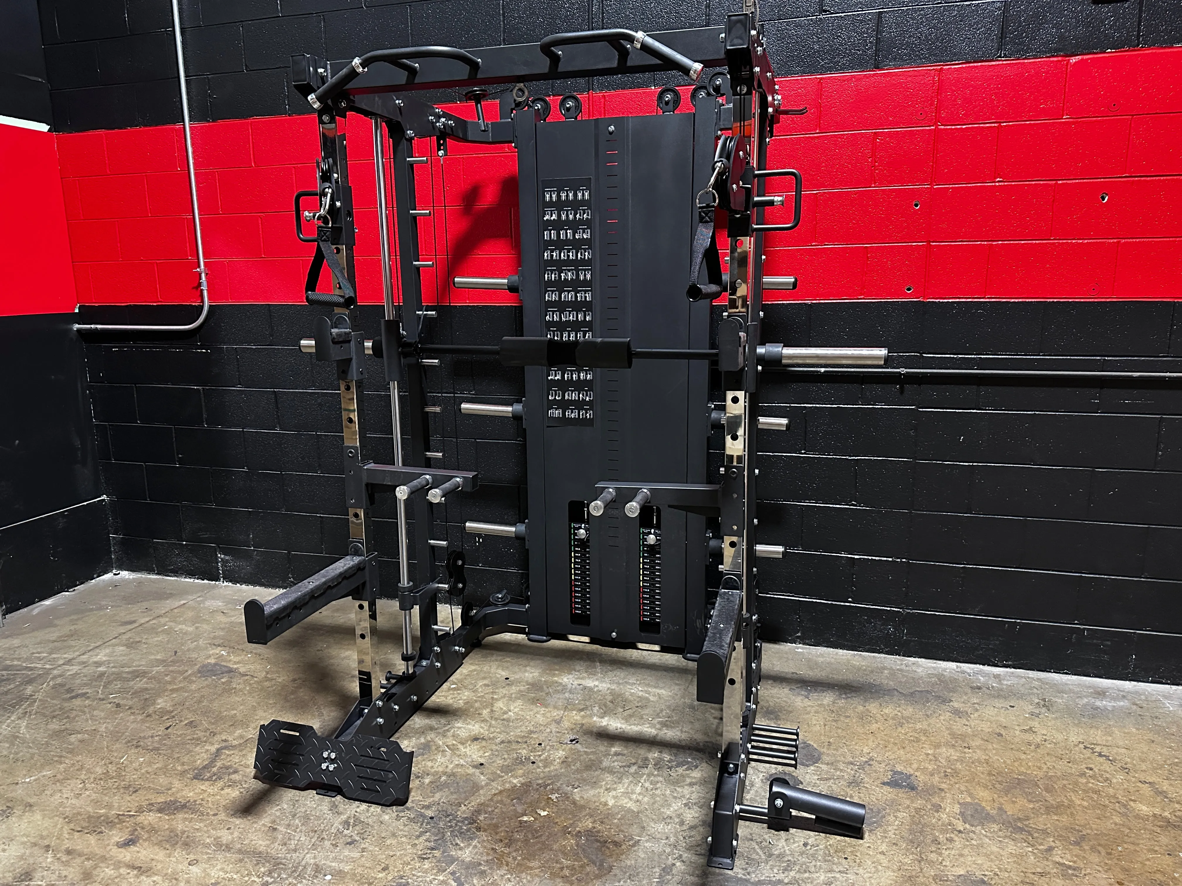 Multi-Functional Gym Smith Machine With Lat Pull Down Seat Attachment Q-1028