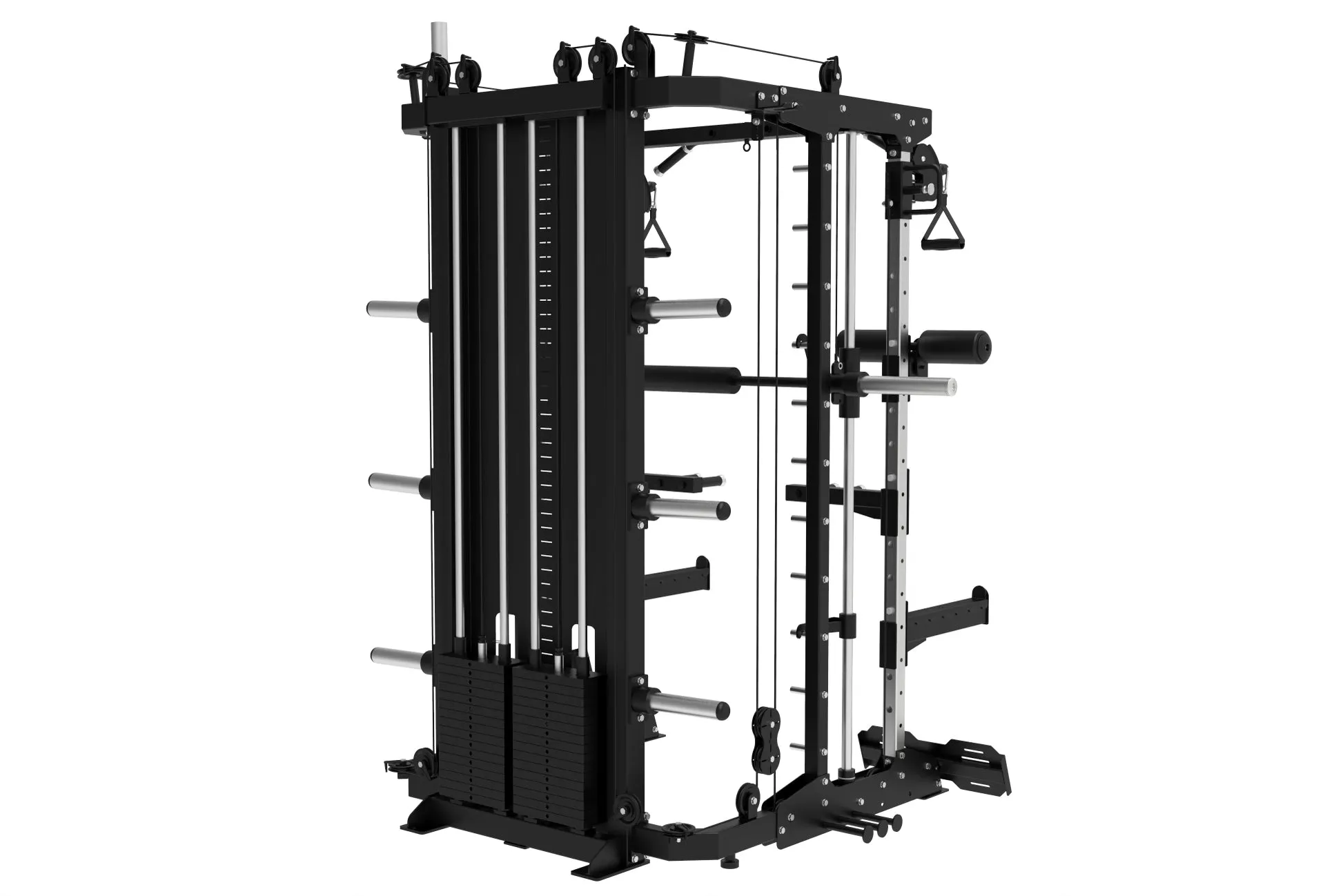 Multi-Functional Gym Smith Machine With Lat Pull Down Seat Attachment Q-1028