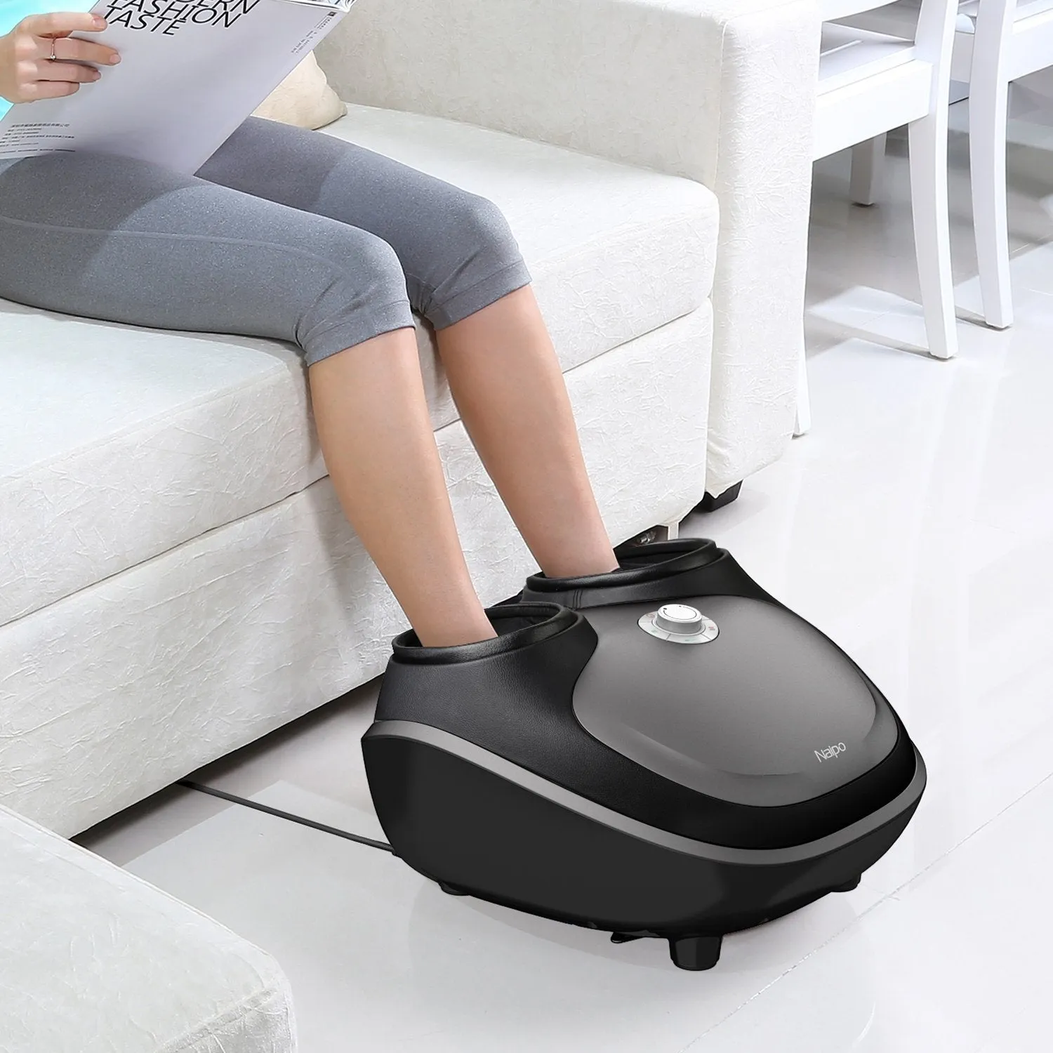 Naipo Shiatsu Foot Massager with Heat Tapping Rolling and Air Compression for Foot Massage