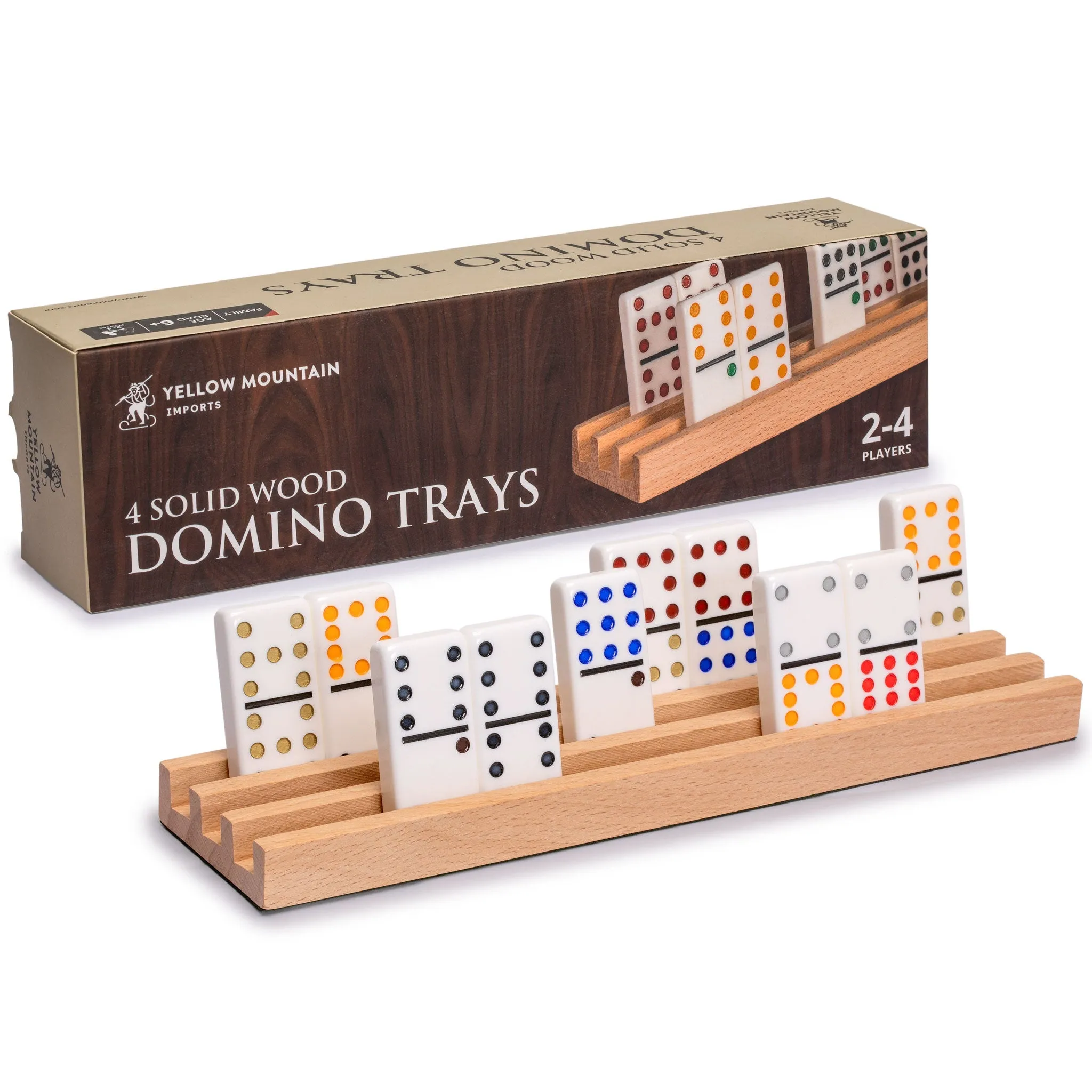 Premium Beechwood Domino Racks/Trays with Felt-Bottom (10") - Set of 4