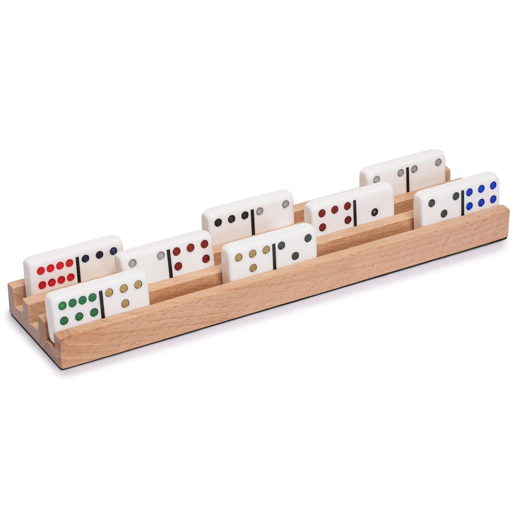 Premium Beechwood Domino Racks/Trays with Felt-Bottom (10") - Set of 4