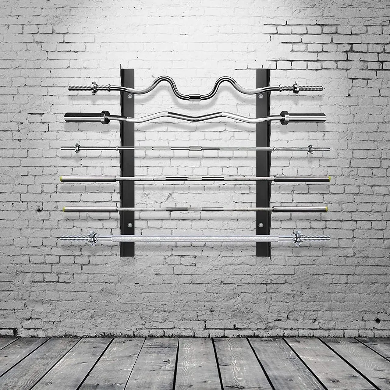 Protoner Olympic Barbell Rack Bar Storage, Weight rod Holder, Barbell Storage, Horizontal Barbell Wall Mount Bar Plate Storage Rack, Holds 5 Barbells, Holds