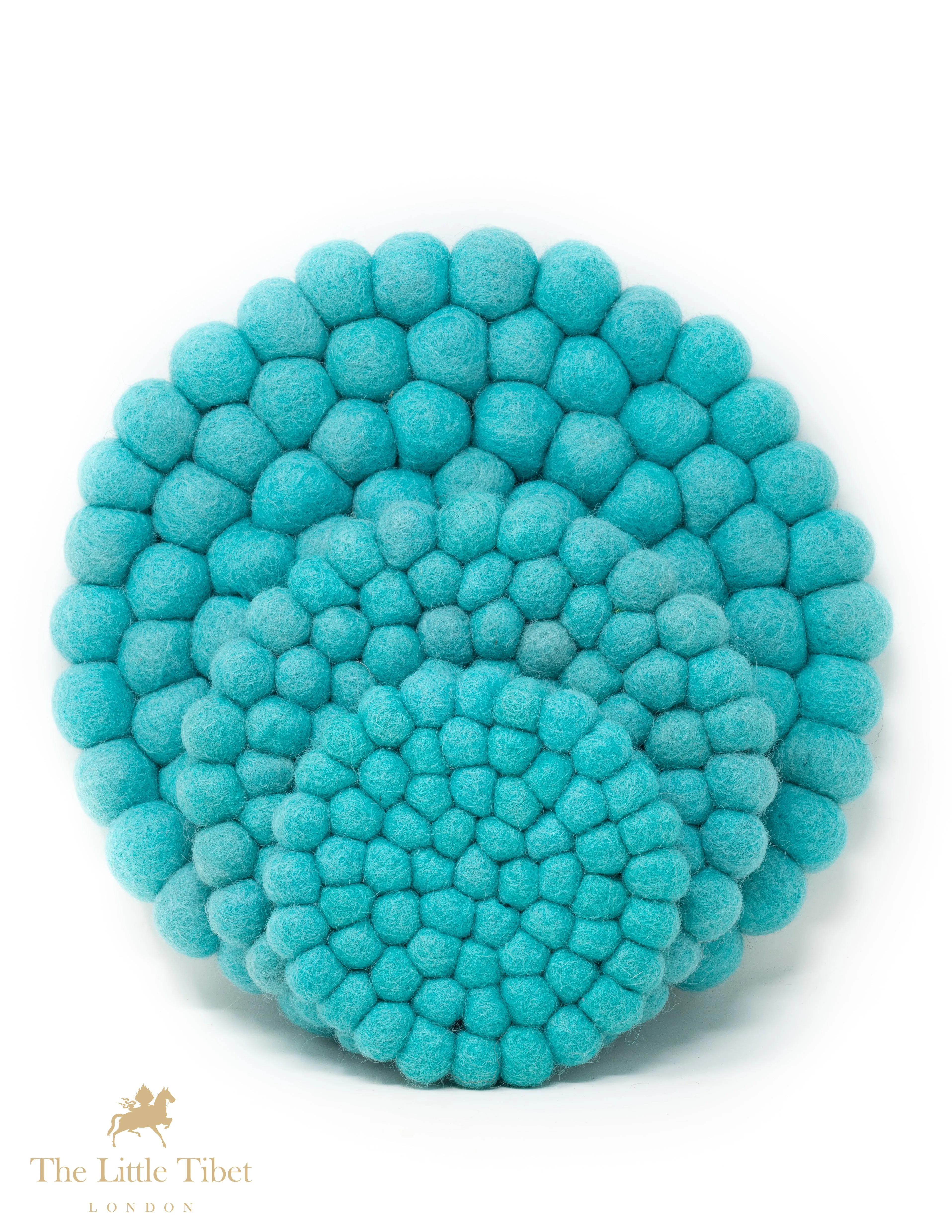 Singing Bowl Cushion - Aqua Blue Felt Ball Mat