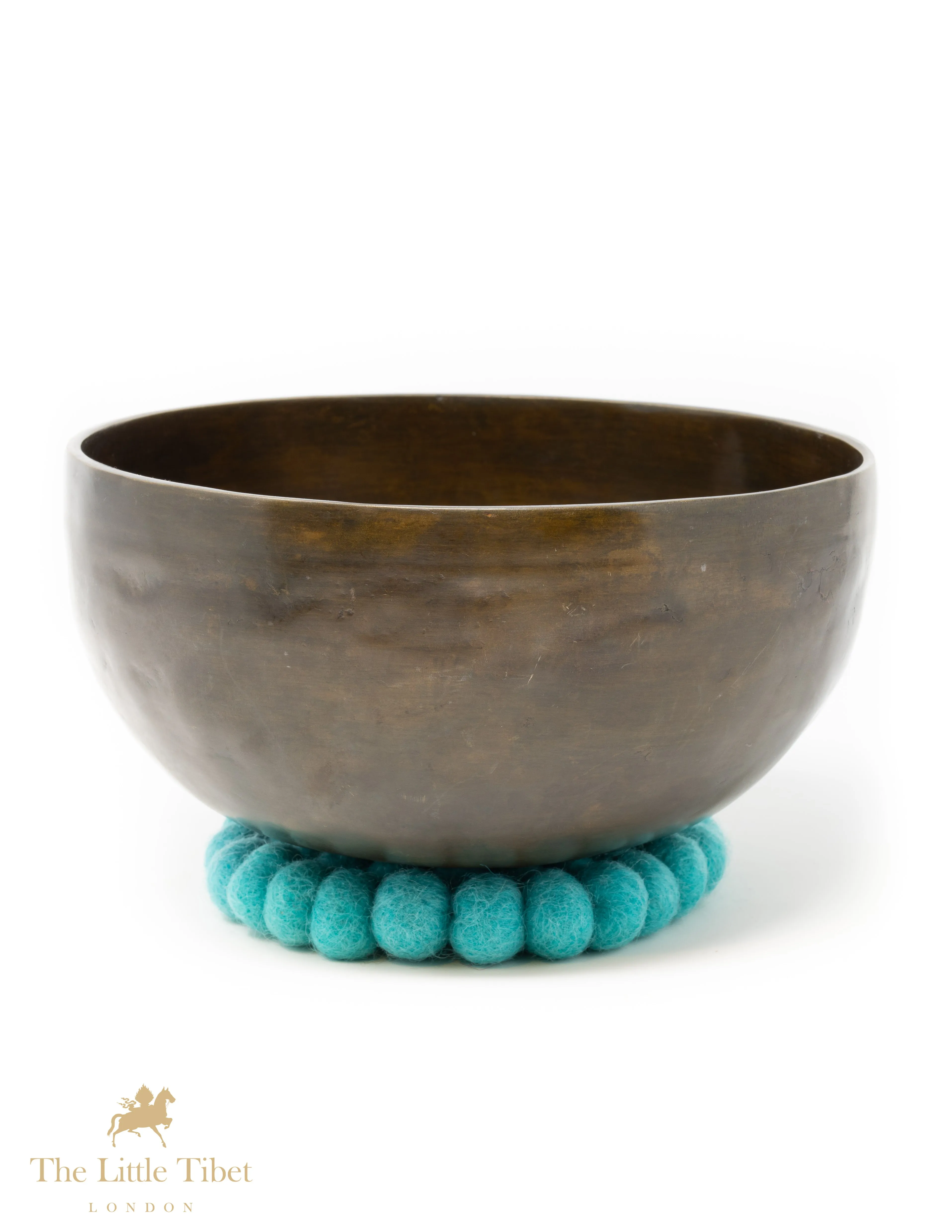 Singing Bowl Cushion - Aqua Blue Felt Ball Mat