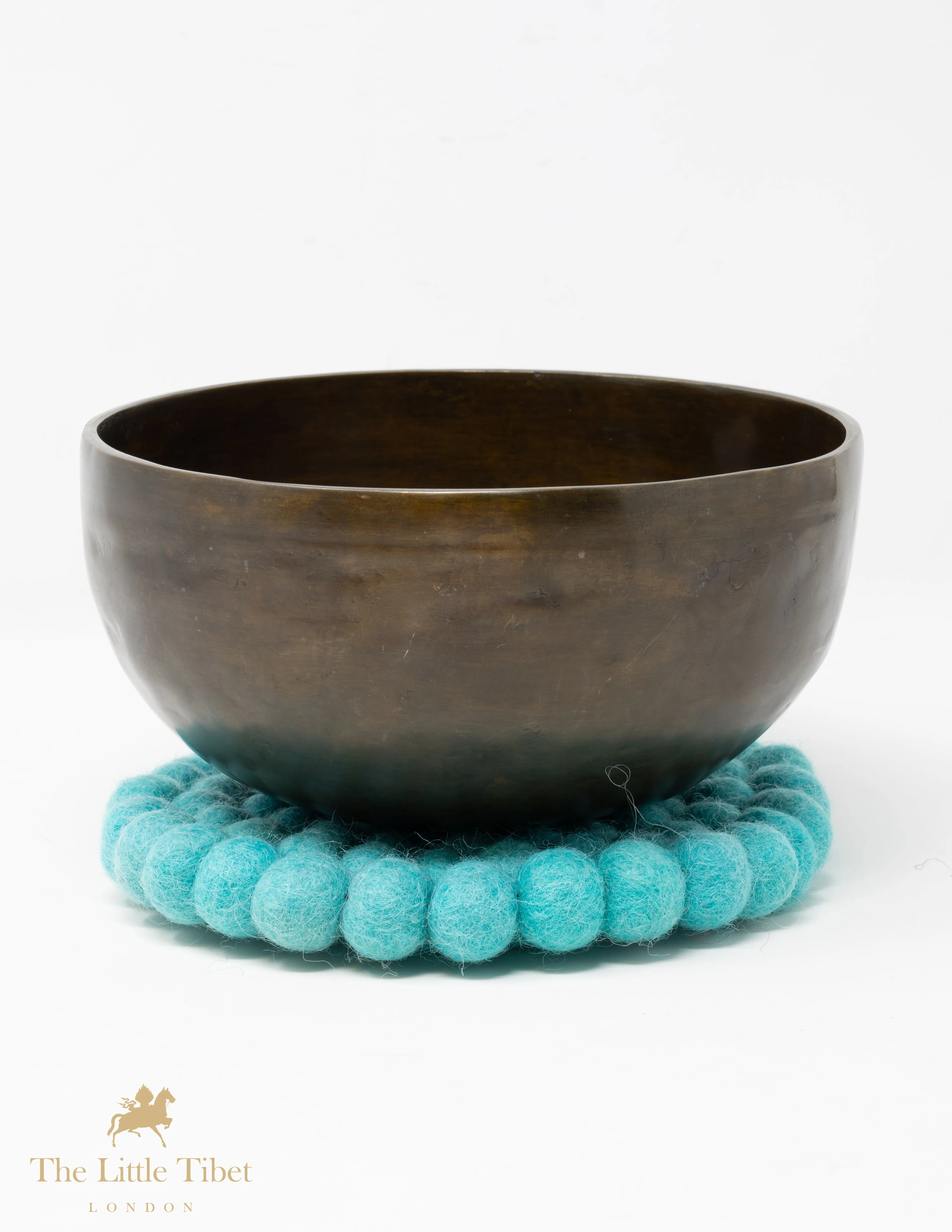 Singing Bowl Cushion - Aqua Blue Felt Ball Mat