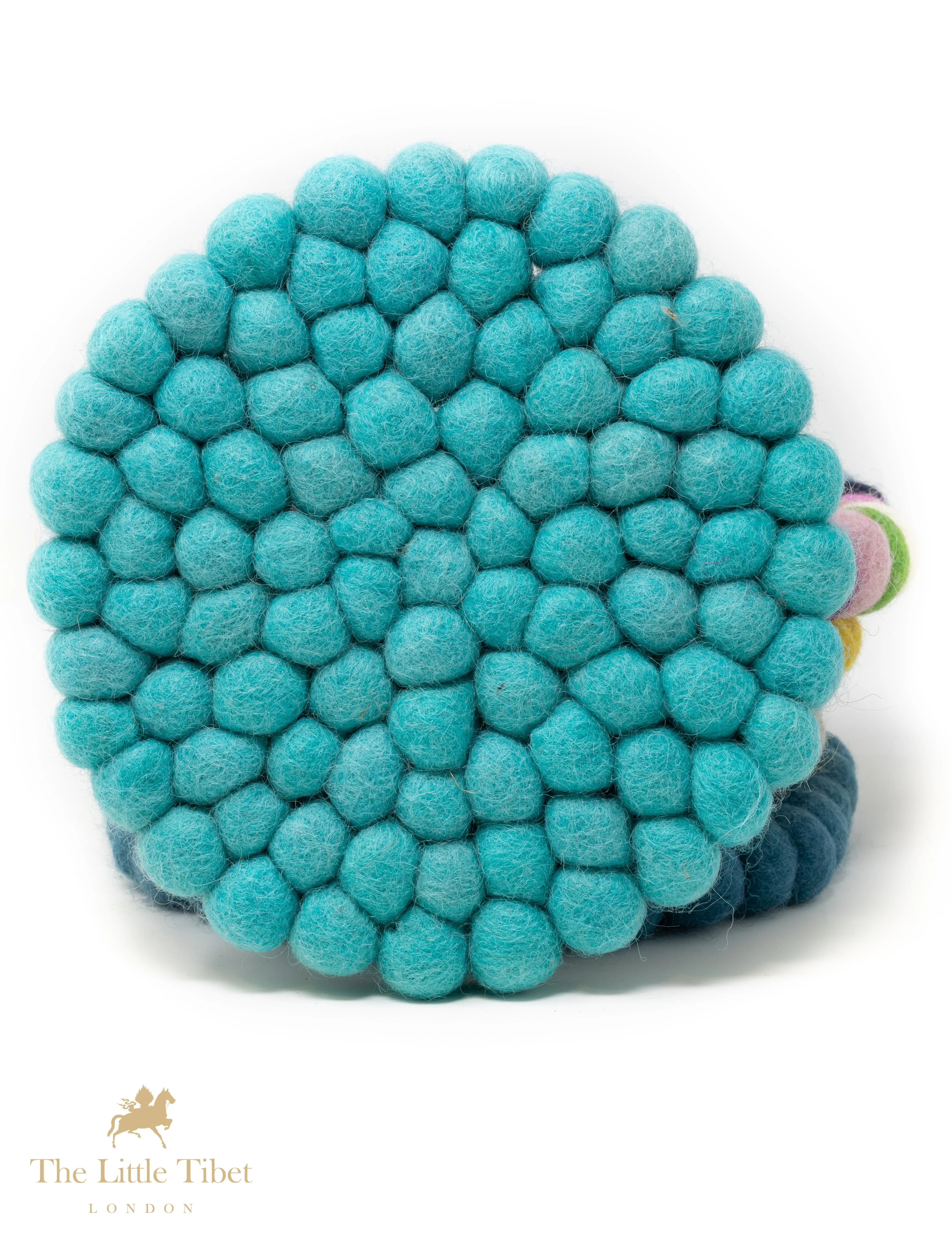 Singing Bowl Cushion - Aqua Blue Felt Ball Mat