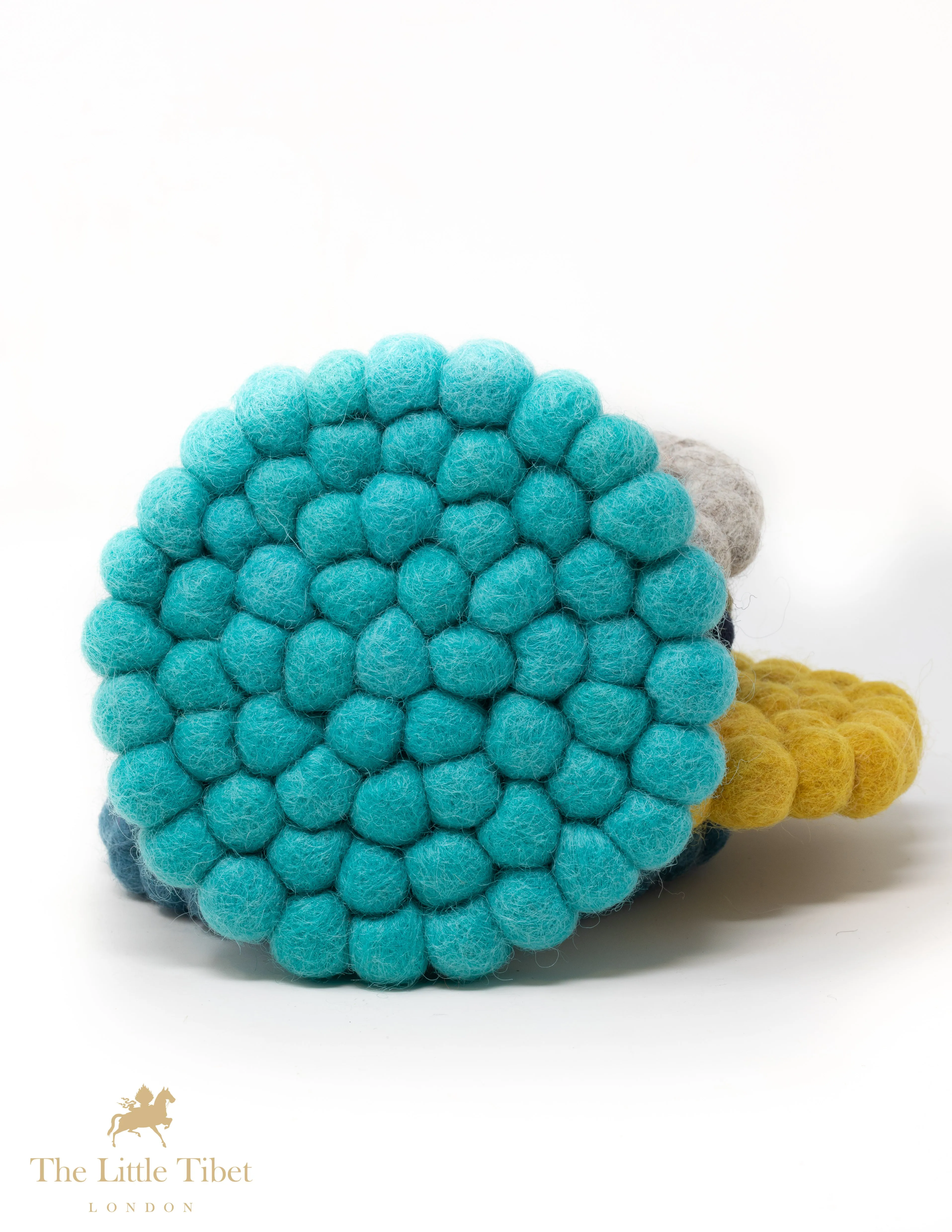 Singing Bowl Cushion - Aqua Blue Felt Ball Mat