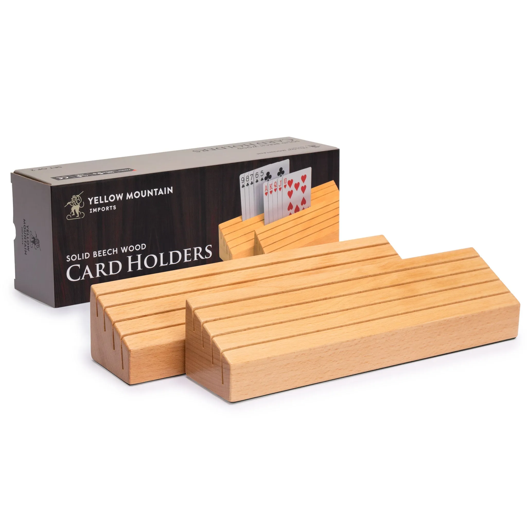 Solid Beechwood Playing Card Holders - Set of 2