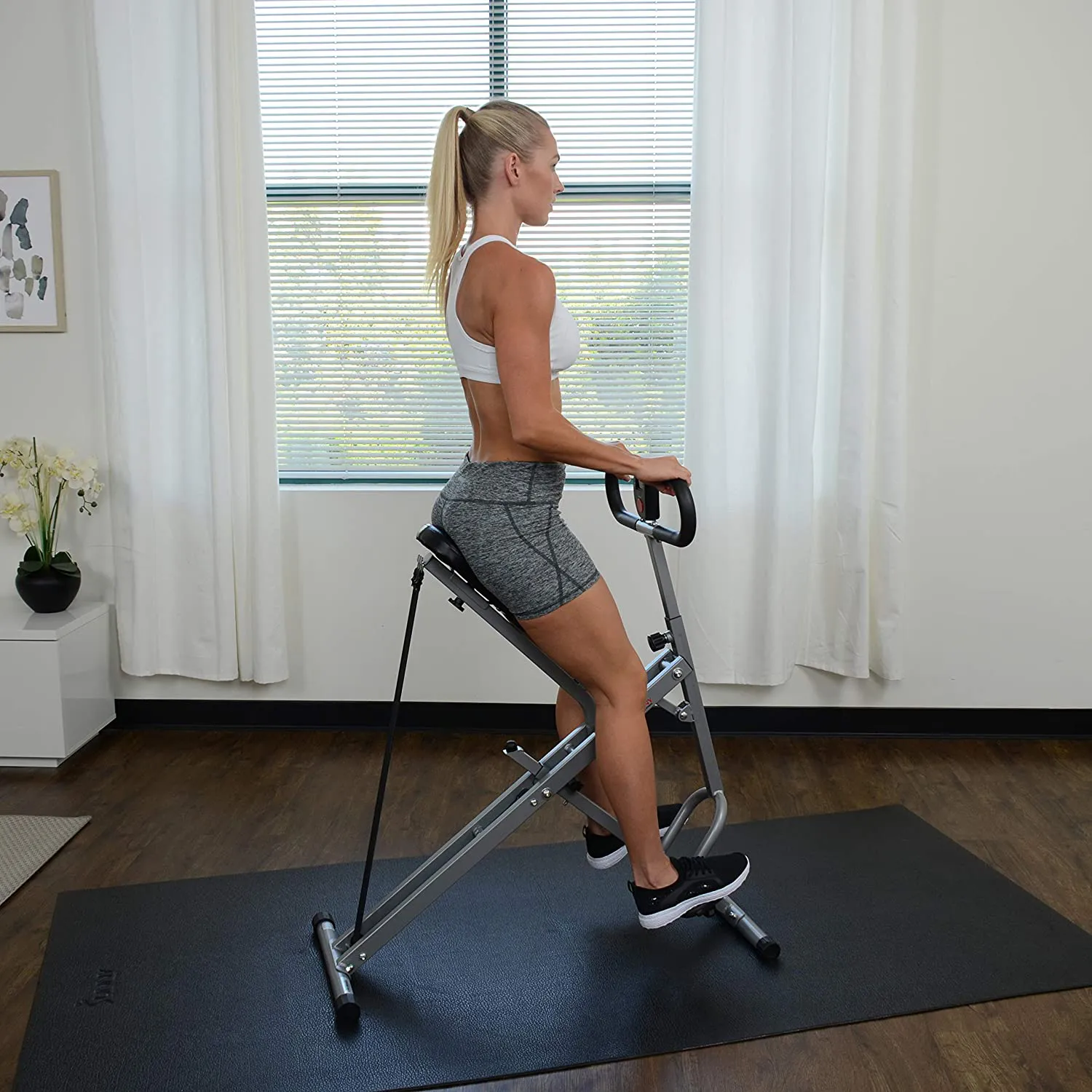 Sunny Health & Fitness Squat Assist Row-N-Ride Trainer for Glutes Workout with Training Video