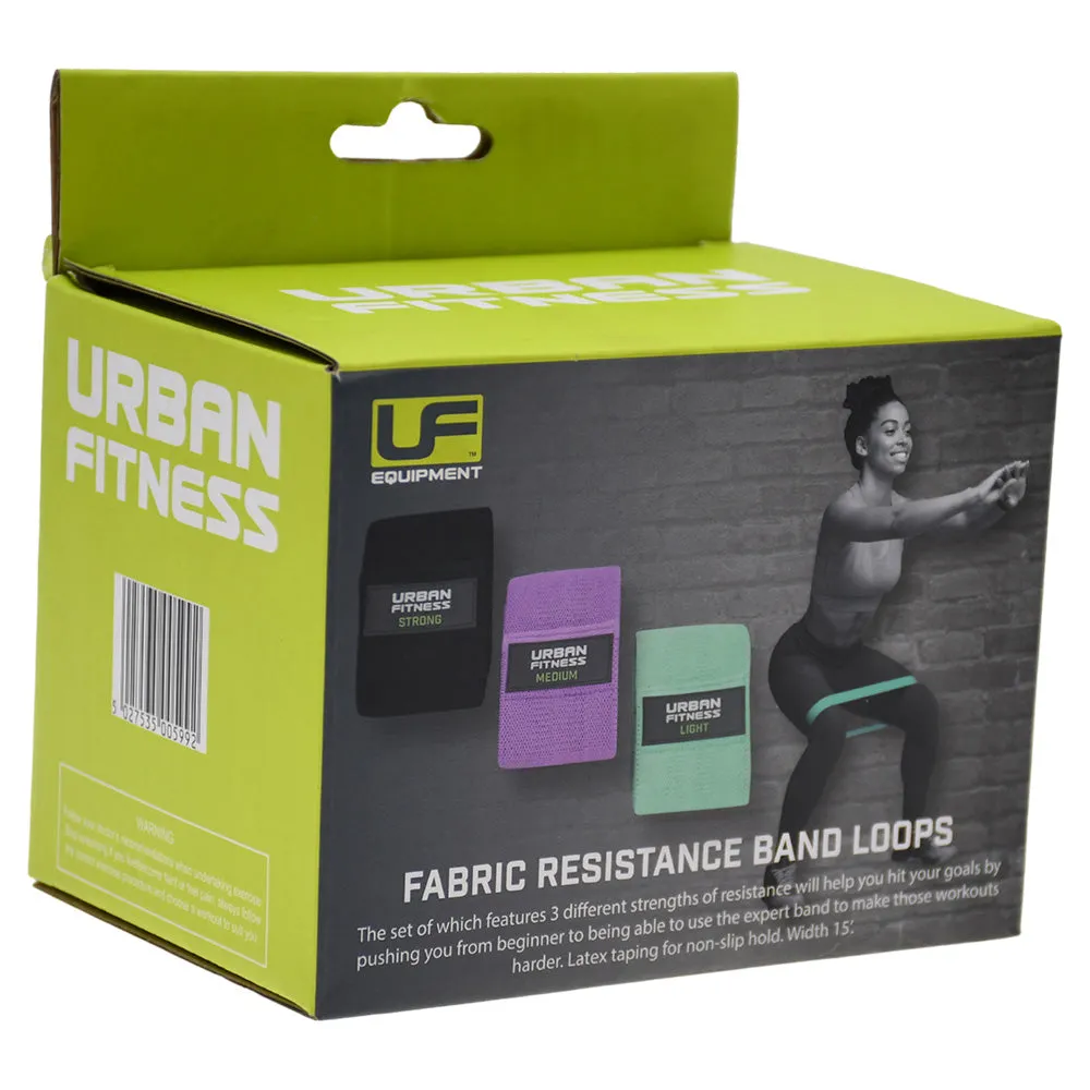 Urban Fitness Fabric Resistance Band Loop (Set of 3)