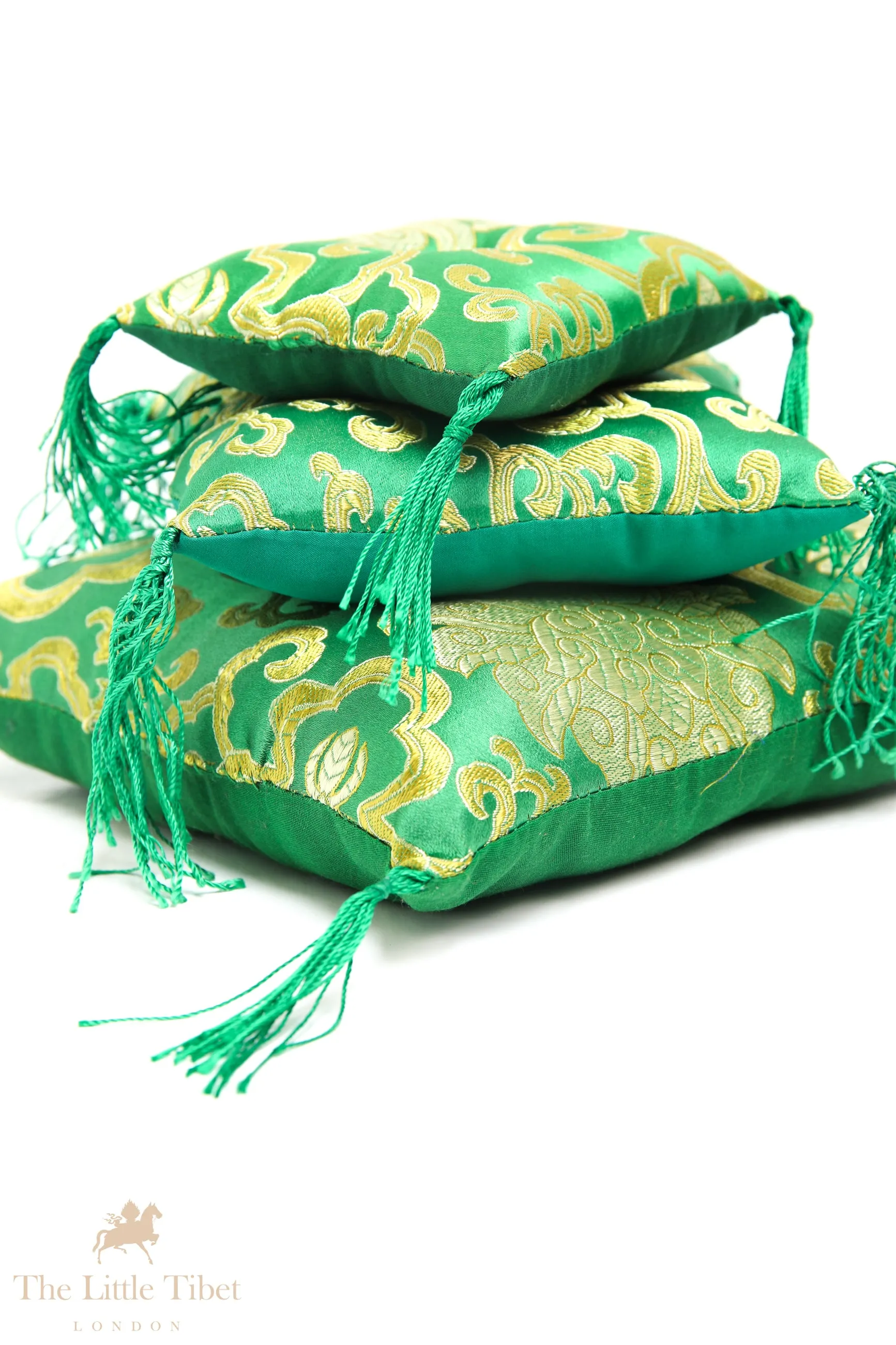 Verdant Harmony Singing Bowl Cushion - Puffy Pillow Cushion Green