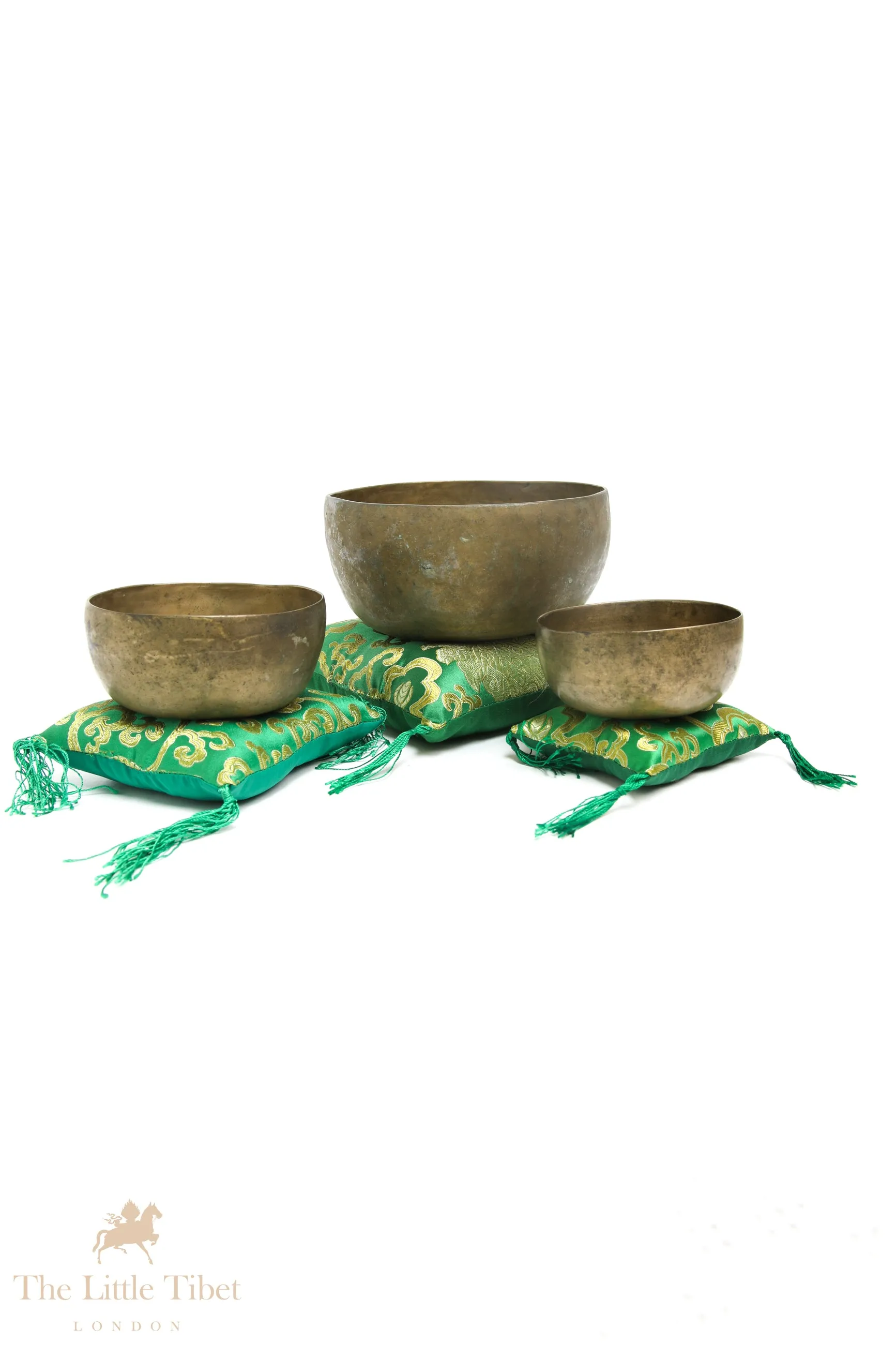 Verdant Harmony Singing Bowl Cushion - Puffy Pillow Cushion Green